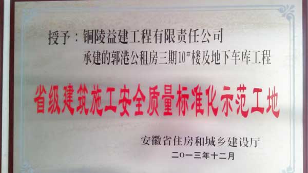 2013年度“省級施工安全質(zhì)量標準化工地”